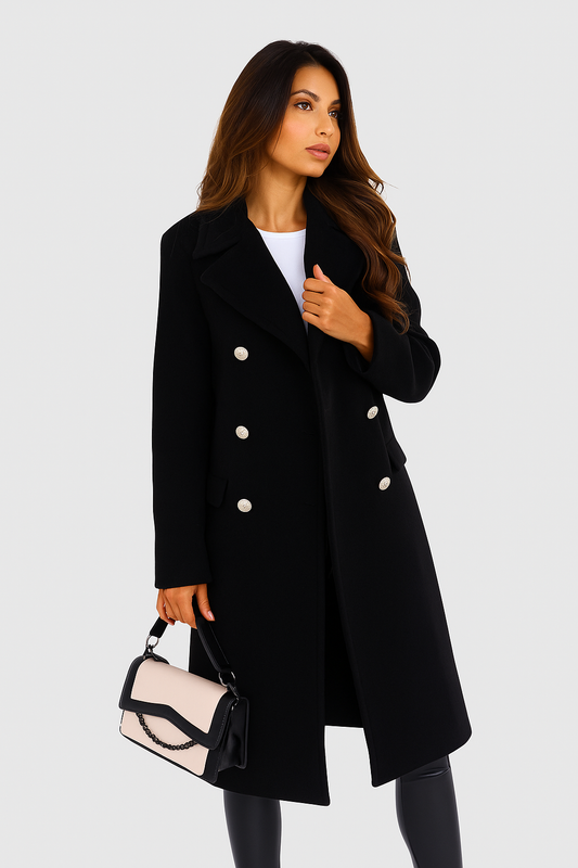 Double-Breasted Wool-Blend Winter Coat