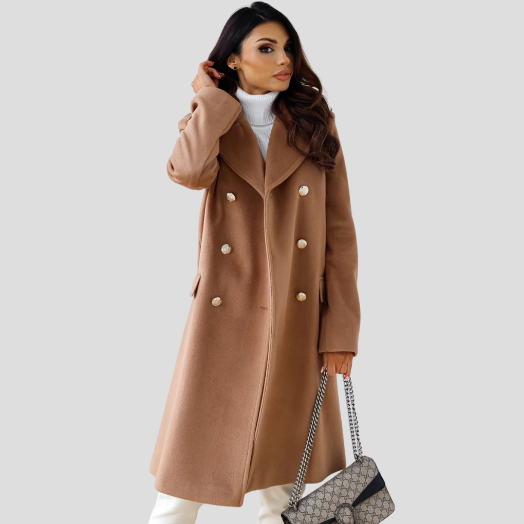 Double-Breasted Wool-Blend Winter Coat