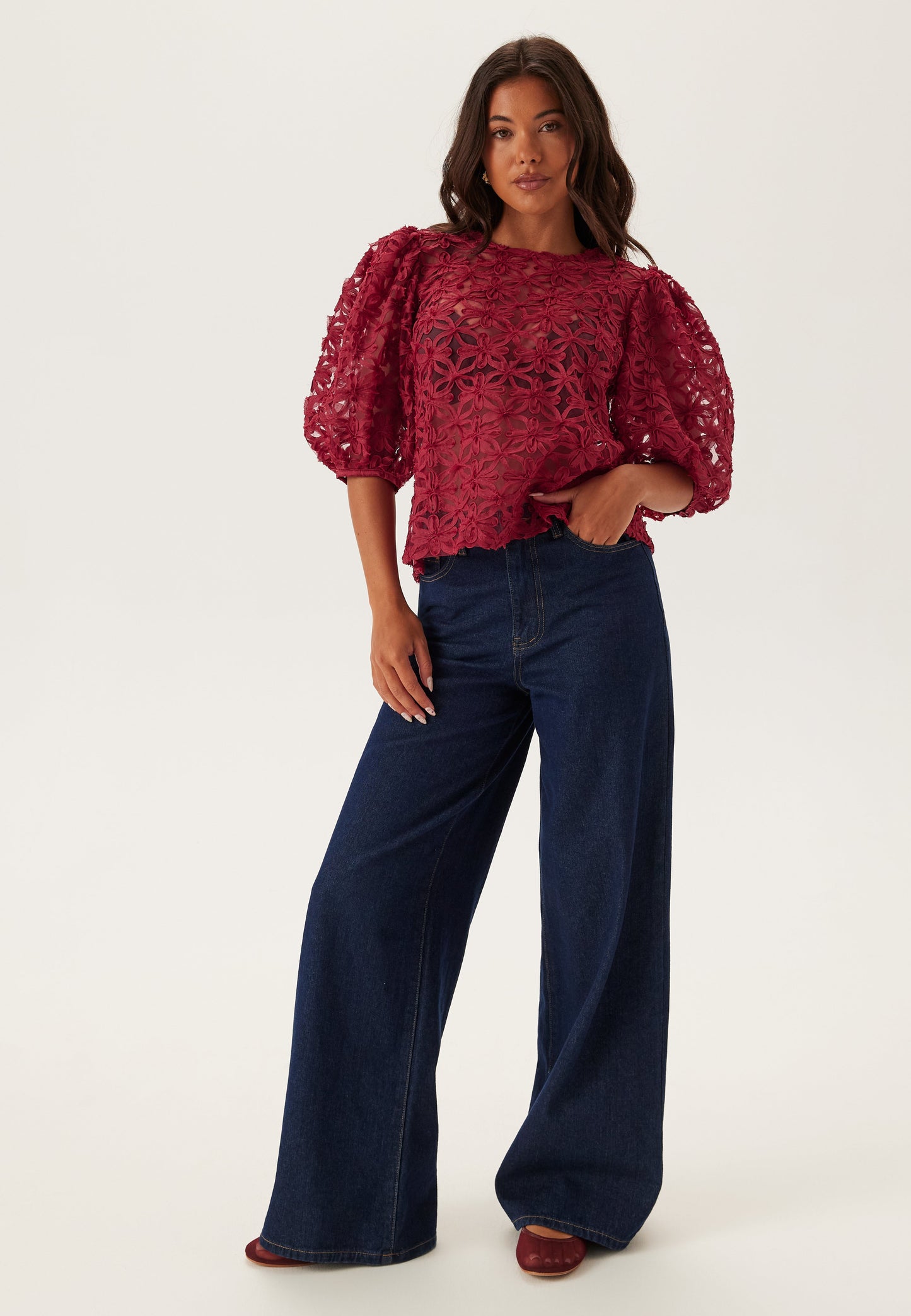 Amélie Floral Sheer Blouse – Delicate & Refined