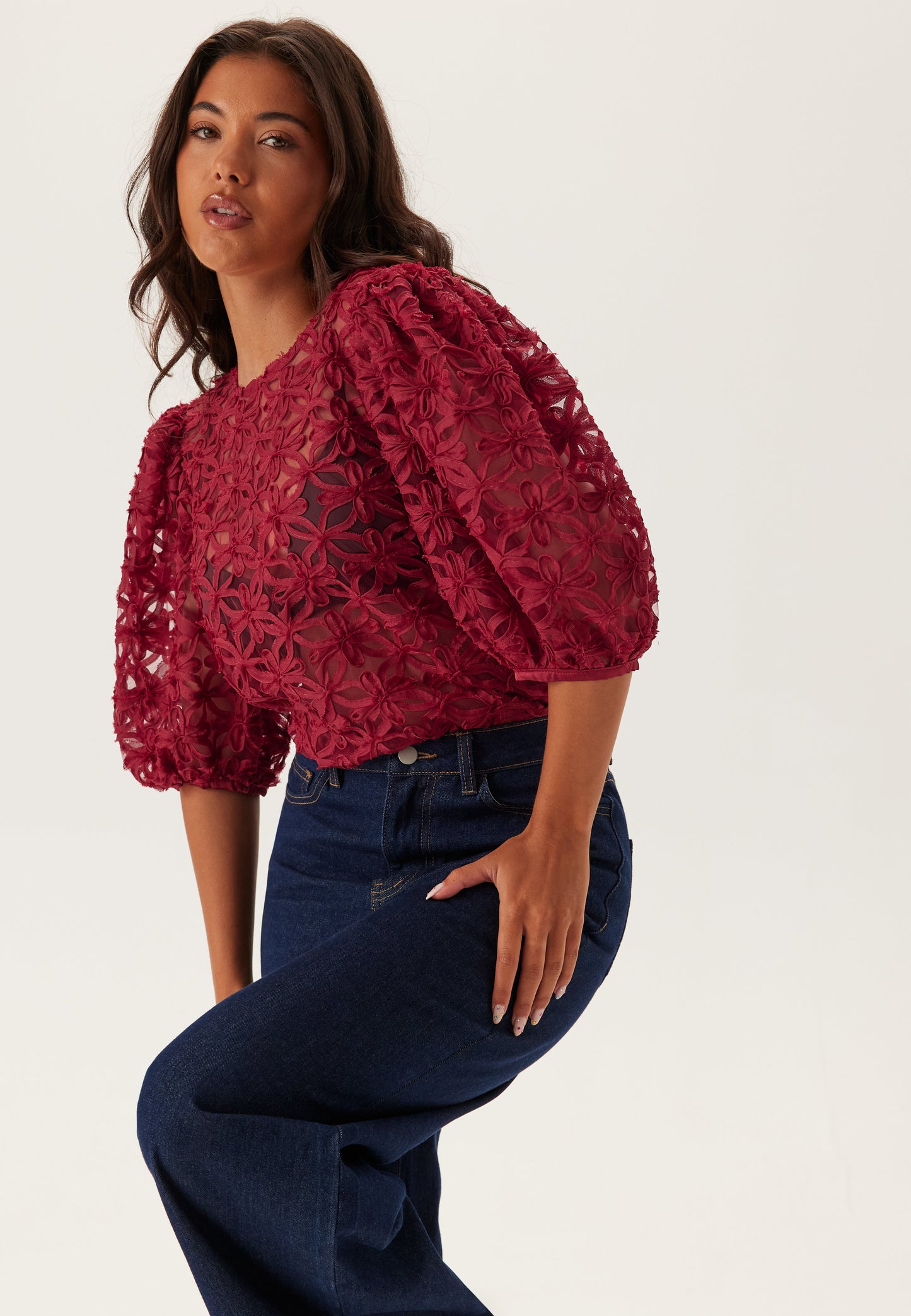 Amélie Floral Sheer Blouse – Delicate & Refined