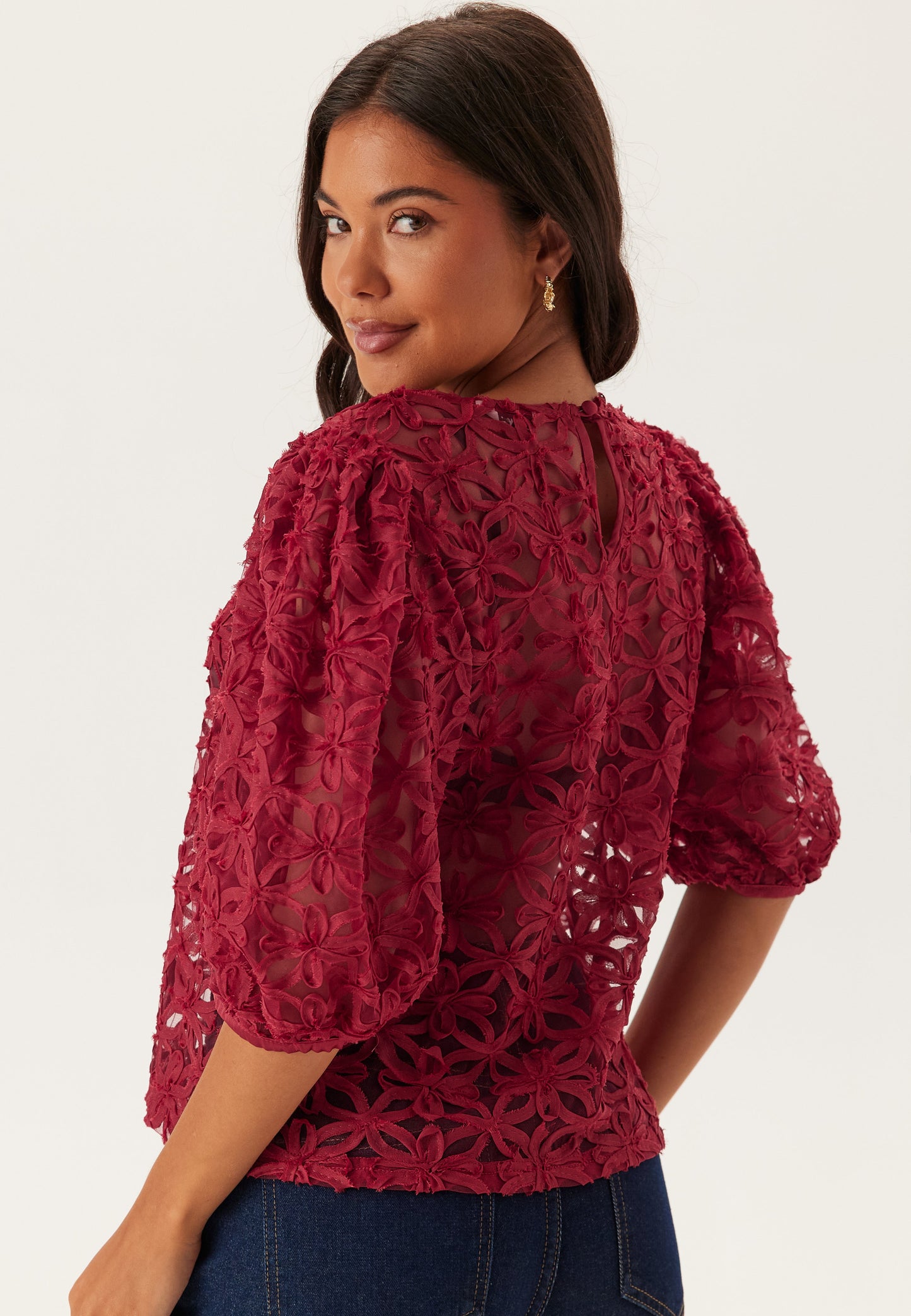 Amélie Floral Sheer Blouse – Delicate & Refined