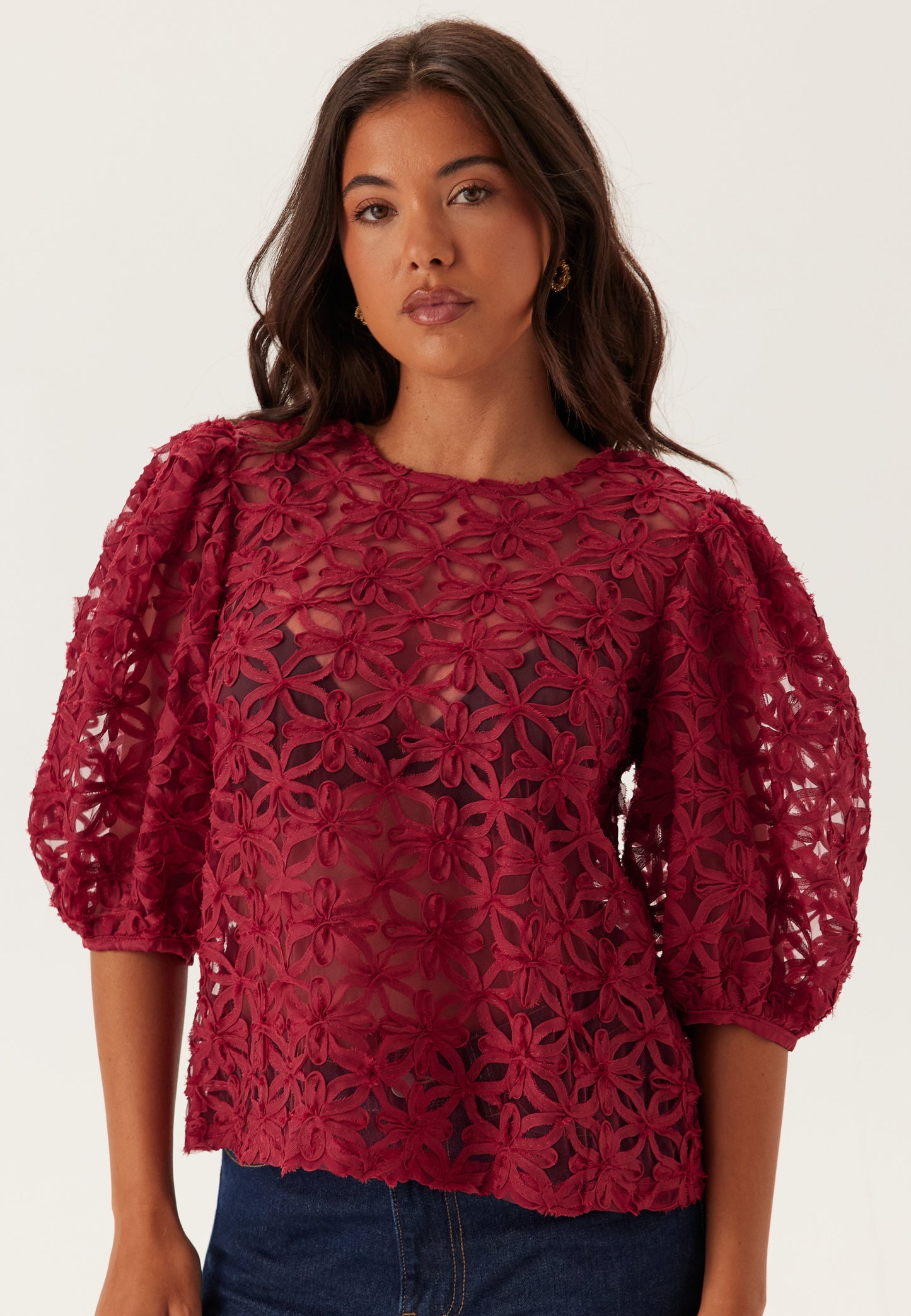 Amélie Floral Sheer Blouse – Delicate & Refined